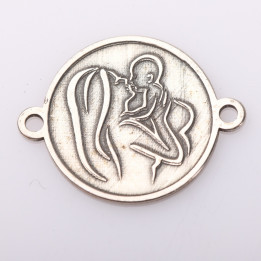 E2110 G Link din argint cu bucle gravat in relief mama cu bebe sus 13mm 0.5mm - bijuterii personalizate din argint | simoshop