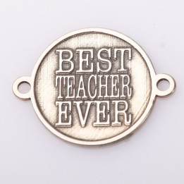 E2112 G Link din argint cu bucle gravat in relief Best Teacher Ever 13mm 0.5mm - bijuterii personalizate din argint | simoshop
