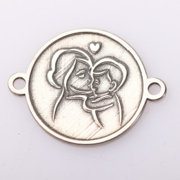 E2113 G Link din argint cu bucle gravat in relief mama cu copil 13mm 0.5mm - bijuterii personalizate din argint | simoshop