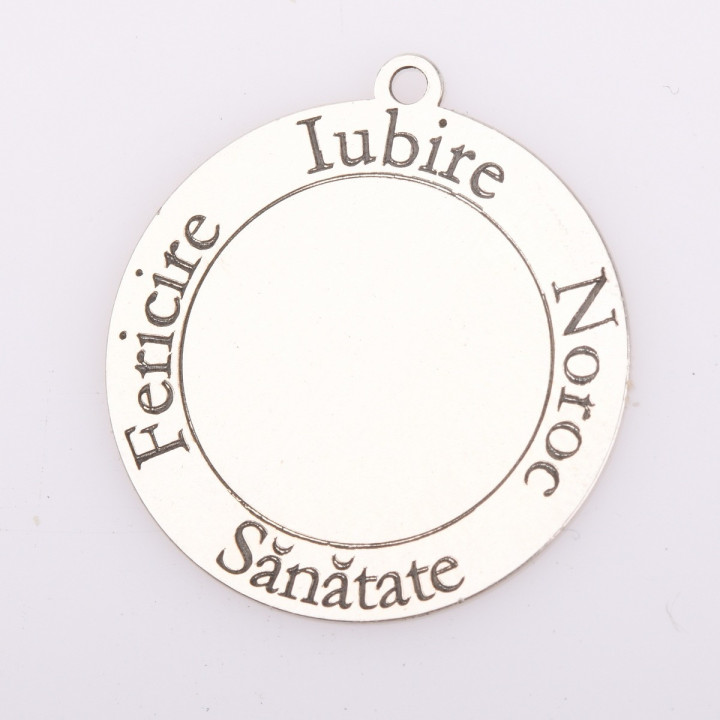Banut din argint pentru botez Iubire Boroc Sanatate Fericire
