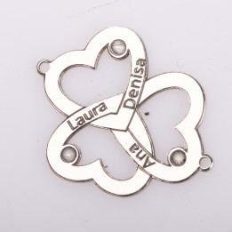 S0049 G Link din argint pentru bratara cu 3 inimioare personalizabil cu nume 23x19mm 0.5mm