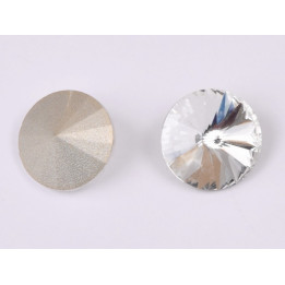P4570-Austria Rivoli Round Stone, 14mm, Crystal Silver Foiled - 1 buc