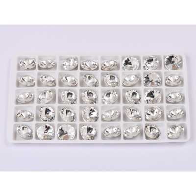P4572-Austria Rivoli Round Stone, 18mm, Crystal Silver Foiled - 1 buc