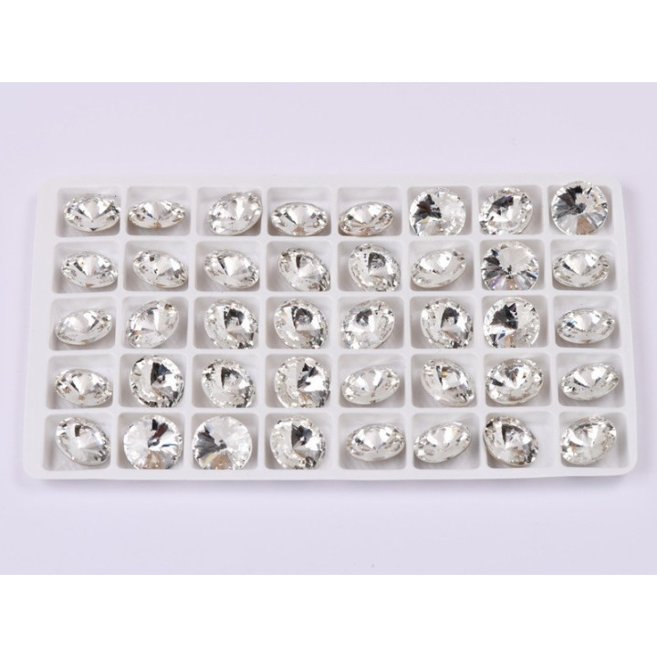 P4572-Austria Rivoli Round Stone, 18mm, Crystal Silver Foiled - 1 buc