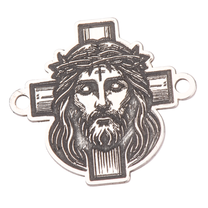 E2138 G Placuta din argint pentru bratara cu Iisus pe cruce 15.6x17.2mm 0.5mm - bijuterii personalizate din argint | simoshop