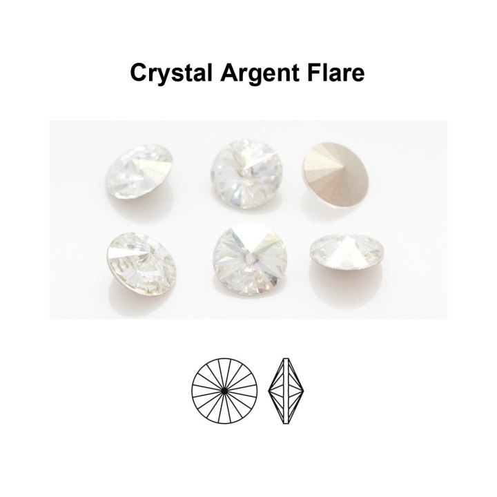 copy of P4503-Austria Rivoli Round Stone, 12mm, Crystal AB Silver Foiled - 1 buc - bijuterii personalizate din argint | simoshop