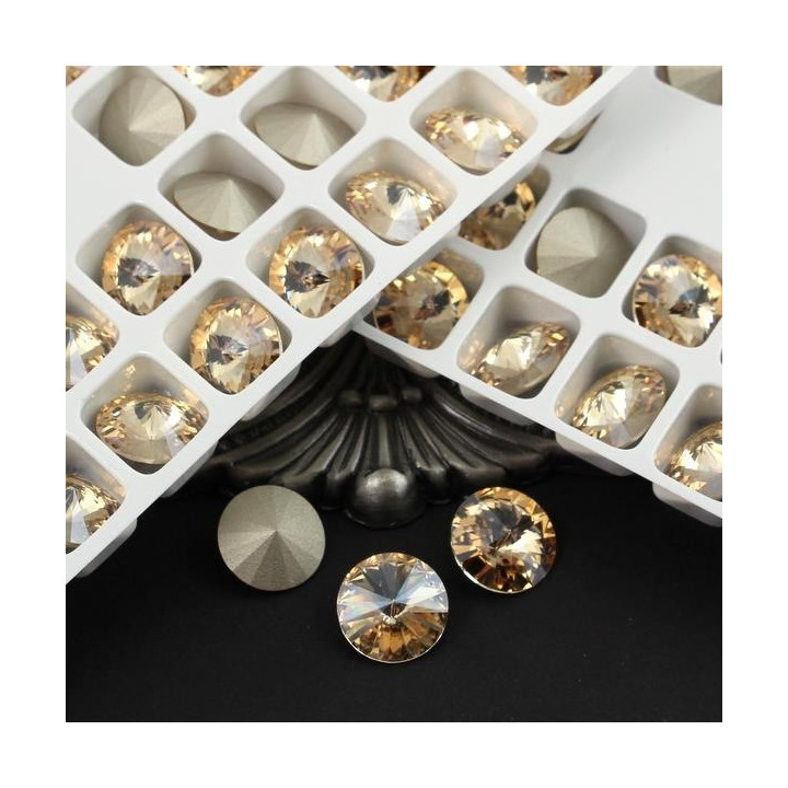 copy of P4503-Austria Rivoli Round Stone, 12mm, Crystal AB Silver Foiled - 1 buc - bijuterii personalizate din argint | simoshop