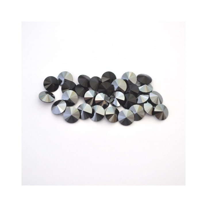Cristal Preciosa Rivoli Maxima Jet Hematite Unfoiled SS 39 8mm