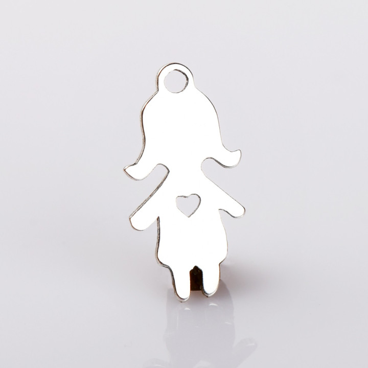 Pandant Fetita cu Inimioara din Argint 925 pentru Bratari si Bijuterii Personalizate 12x6mm 0.5mm G1733