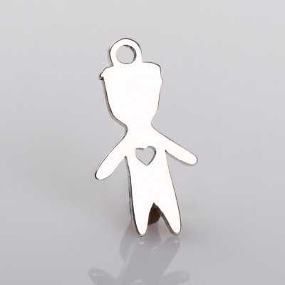 Pandantiv Baietel din Argint 925 cu Inima Decupata 12x6mm 0.5mm pentru Bijuterii Personalizate G1732