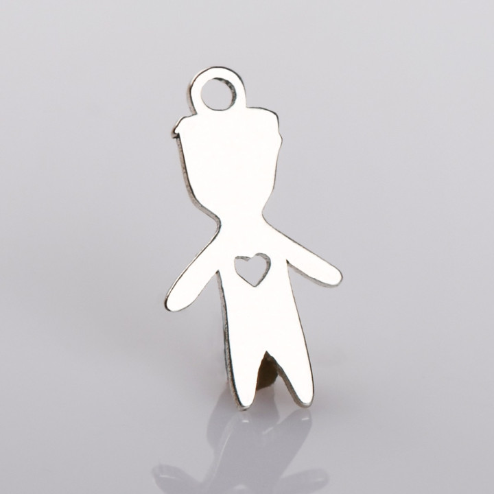 Pandantiv Baietel din Argint 925 cu Inima Decupata 12x6mm 0.5mm pentru Bijuterii Personalizate G1732