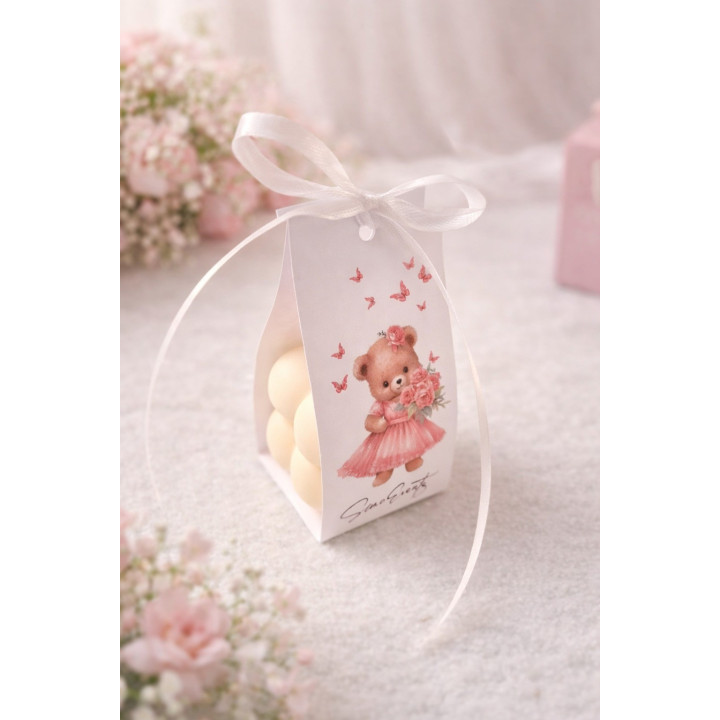 S166 - Marturii tip lumanare Bubble ursulet pentru fetite - bijuterii personalizate din argint | simoshop