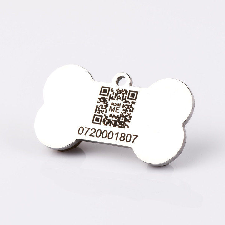 S175 - Medalion os din inox pentru catel 40mm cu numele si numarul de telefon