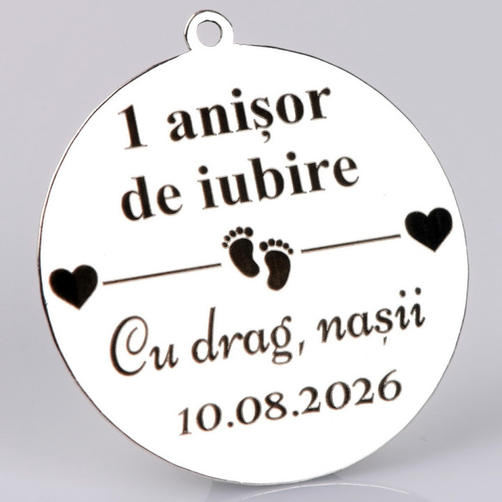 S177 - Pandant banut din argint 22mm pentru mot - Un anisor de iubire - 1 buc