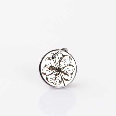 S189 - Banut gravat din inox - Martisor trifoi - 10mm - bijuterii personalizate din argint | simoshop