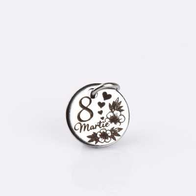 S188 - Banut gravat din inox - Martisor 8 Martie - 10mm - bijuterii personalizate din argint | simoshop