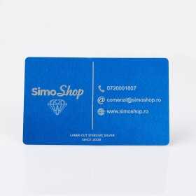 S196 - Carte de vizita personalizata din aluminiu (albastru) - bijuterii personalizate din argint | simoshop