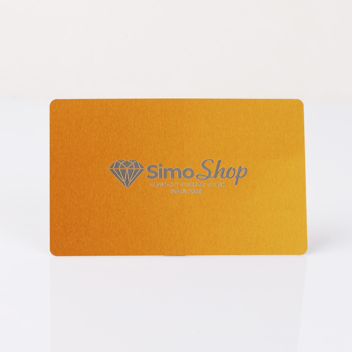 S197 - Carte de vizita personalizata din aluminiu (galben) - bijuterii personalizate din argint | simoshop