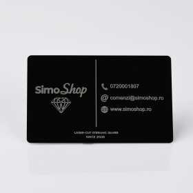 S199 - Carte de vizita personalizata din aluminiu (negru) - bijuterii personalizate din argint | simoshop