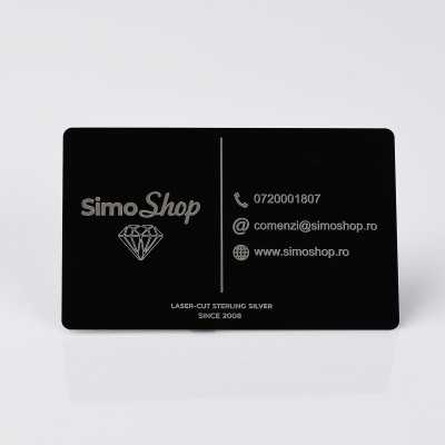 S199 - Carte de vizita personalizata din aluminiu (negru) - bijuterii personalizate din argint | simoshop
