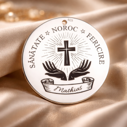 S0021-G Pandant argint pentru botez Sanatate Noroc Fericire  22mm