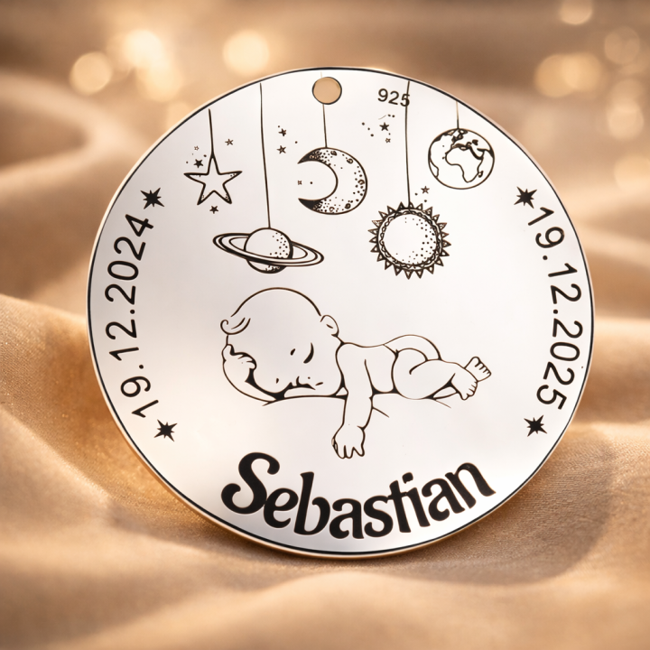 S0022-G Pandant argint pentru taiere mot cu astre  22mm