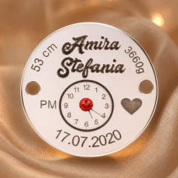 S136 - Bănuț de botez argint 925 personalizat – medalion naștere 22mm