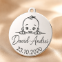 S207 - Pandant banut din argint pentru botez de 22mm baietel - bijuterii personalizate din argint | simoshop