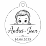 S208 - Pandant banut din argint pentru botez de 22mm personalizabil model baietel - bijuterii personalizate din argint | simosho