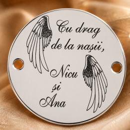 E1560 G Link argint "Cu drag de la nasii..."  16.5mm, 0.3mm 1 buc - bijuterii personalizate din argint | simoshop