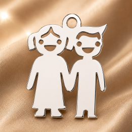 E0173-N-Charm baietel si fetita decupat 20x16mm 1 buc - bijuterii personalizate din argint | simoshop