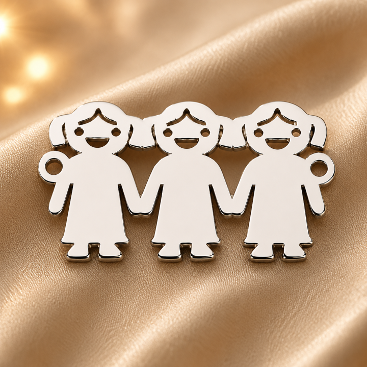 E0260-N-Link trei fetite -25x15x0.5mm -1 buc - bijuterii personalizate din argint | simoshop