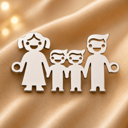 E0252-N-Link parinti si doi baieti-26x15x0.5mm -1 buc - bijuterii personalizate din argint | simoshop