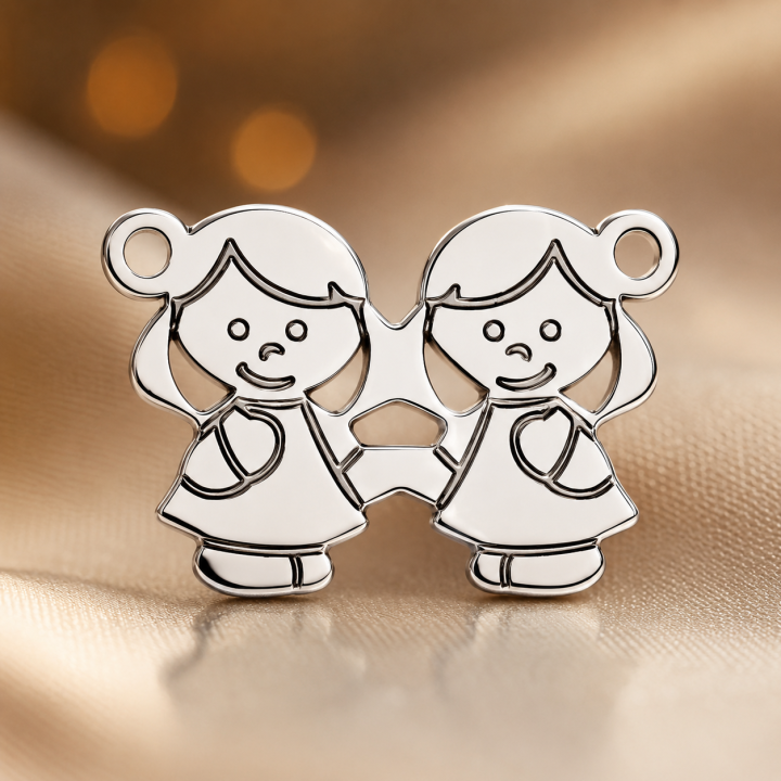 E0113-G-Link doua fetite 14 x 10 mm 0.5 mm-1 buc - bijuterii personalizate din argint | simoshop