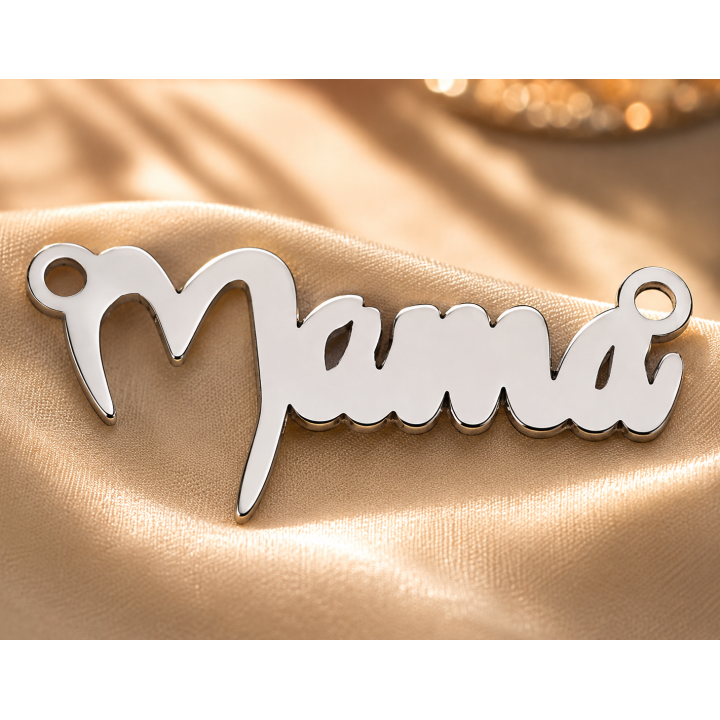 E0107-N-Decupaj "Mama" din argint 925 pentru link  27x13 mm-1 buc - bijuterii personalizate din argint | simoshop