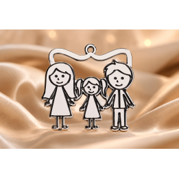 E0213-G-Pandant Familie 3 Membri  Argint 925 dimensiuni 17x17.5x0.5mm - 1 buc - bijuterii personalizate din argint | simoshop
