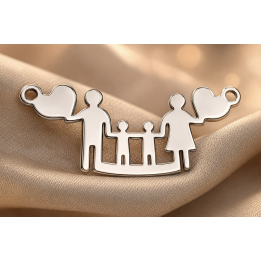 E0229-N-Link familie cu 2 baieti si inimi din argint 925 25x13mm 0.5mm-1 buc - bijuterii personalizate din argint | simoshop