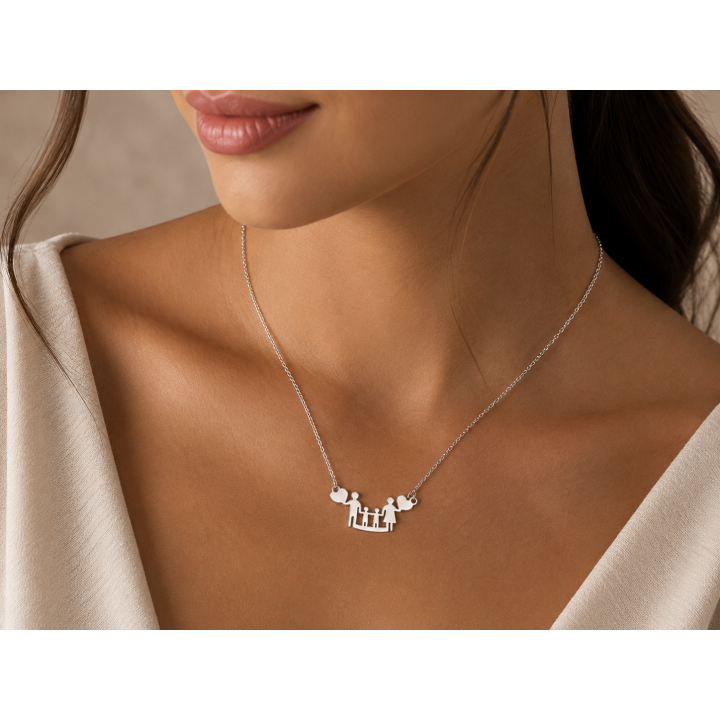 E0229-N-Link familie cu 2 baieti si inimi din argint 925 25x13mm 0.5mm-1 buc - bijuterii personalizate din argint | simoshop