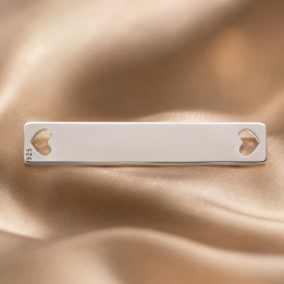 G0158-N-Link tablita din argint cu 2 inimioare  24x4mm 0.4mm - bijuterii personalizate din argint | simoshop