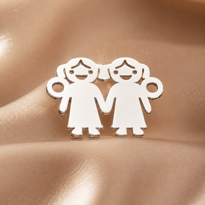 E0271-N-Link doua fetite -20x15x0.5mm -1 buc - bijuterii personalizate din argint | simoshop
