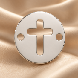 E0196 N Link banut argint 10mm cu cruciulita decupata 0.33mm - bijuterii personalizate din argint | simoshop