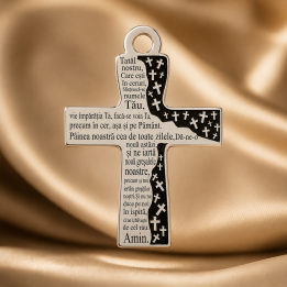 E1389 G Link cruce "Tatal nostru" 24.5x18.5x0.6mm - bijuterii personalizate din argint | simoshop