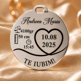 copy of S108 - Serviciu gravura fetita cu nume si data nasterii - bijuterii personalizate din argint | simoshop