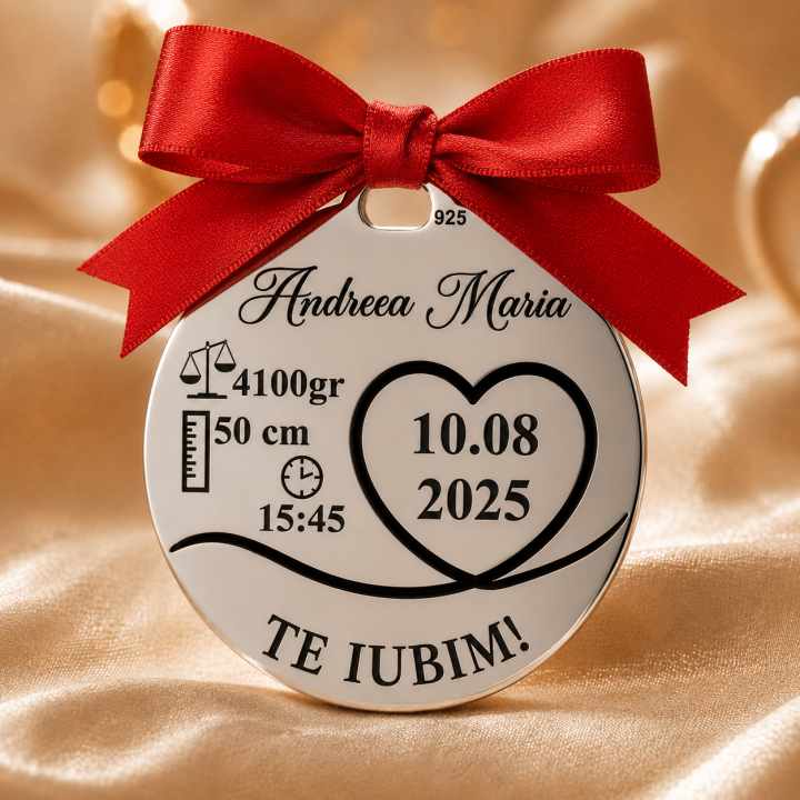 copy of S108 - Serviciu gravura fetita cu nume si data nasterii - bijuterii personalizate din argint | simoshop
