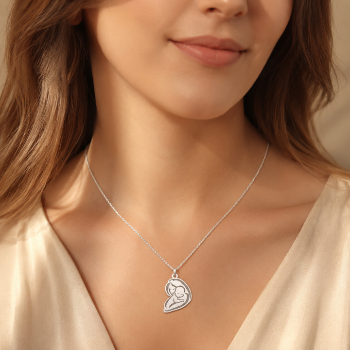 E0167-G-Charm mama si copilul 10x15mm grosime 0.33mm - bijuterii personalizate din argint | simoshop