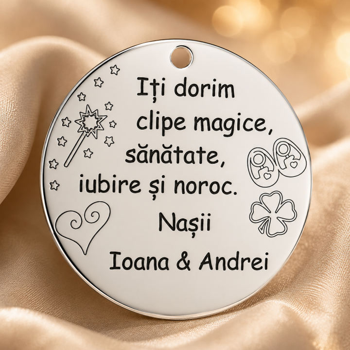 copy of S108 - Serviciu gravura fetita cu nume si data nasterii - bijuterii personalizate din argint | simoshop
