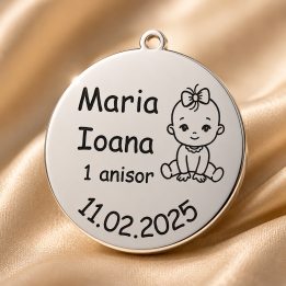 copy of S108 - Serviciu gravura fetita cu nume si data nasterii - bijuterii personalizate din argint | simoshop