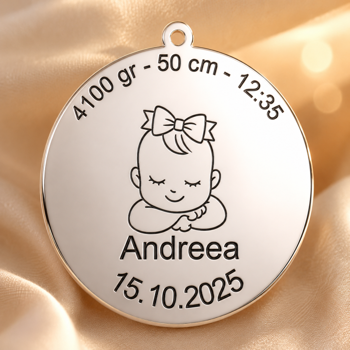 copy of S108 - Serviciu gravura fetita cu nume si data nasterii - bijuterii personalizate din argint | simoshop