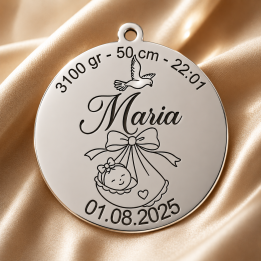 copy of S108 - Serviciu gravura fetita cu nume si data nasterii - bijuterii personalizate din argint | simoshop