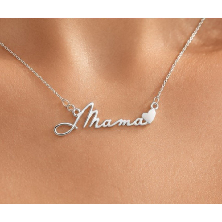 Colier Mama cu Inimioara din Argint 925 - Lantisor Elegant Cadou pentru Mama 32x7.7mm 0.60mm G0593